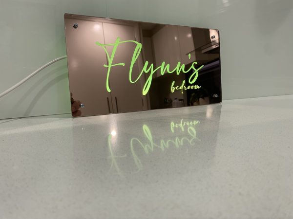 mirrored led sign small