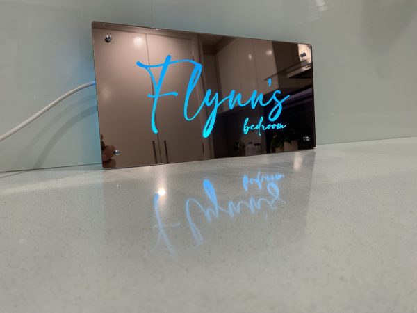 mirrored led sign small